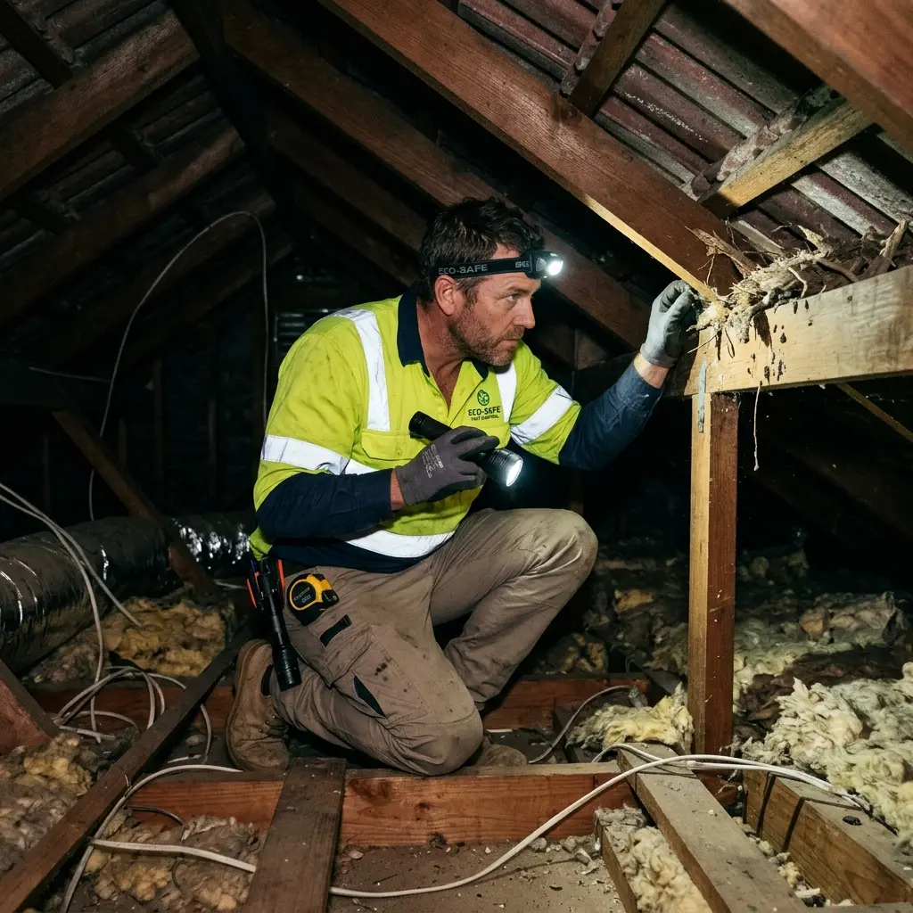 Technician using detection equipment to locate a dead rat inside a Armstrong Creek wall cavity